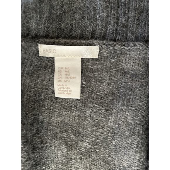 HM Alpaca Wool Blend Sweater Cardigan Women M/L Gray Lightweight Asymmetrical - Picture 3 of 6